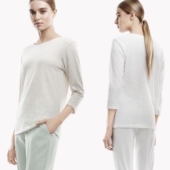 Theory Maas Nebulous Peruvian Cotton Tee Natural P - Picture 2 of 7